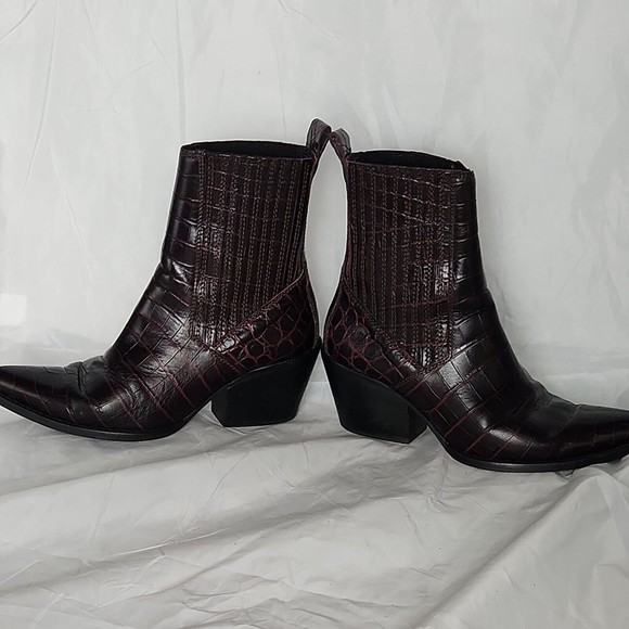 ZARA WOMAN crocodile Print Cowboy western dressy ankle Boots (Booties) 36 - Picture 3 of 9